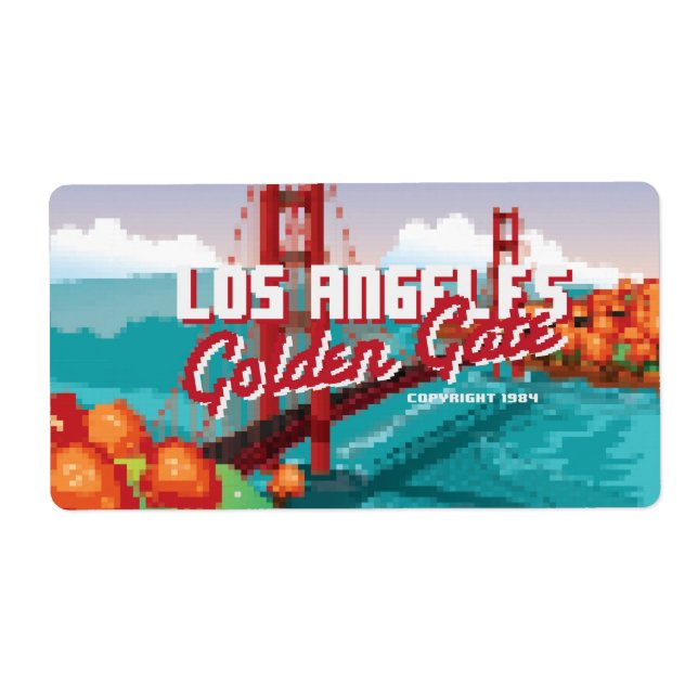 Klassisk L.A Golden Gate-datorgrafik från 1980-tal Fraktsedel (Framsidan)