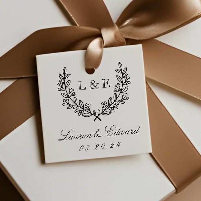 Klassisk lagerbröllopsinitial monogram gåvor etiketter (Skapare uppladdad)