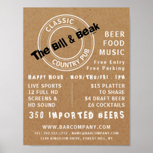 Klassisk Land Pub Logotyp, Pub/Brewery Advertising Poster