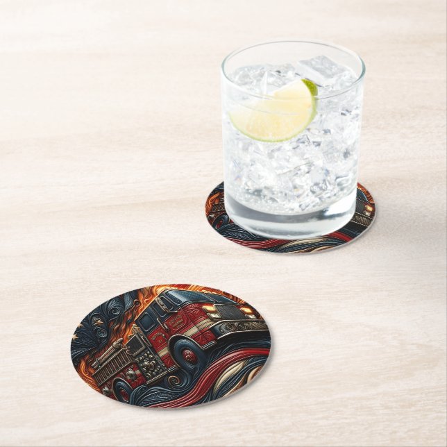 Klassisk Lastbil på imitationsläder Underlägg Papper Rund (Insitu)