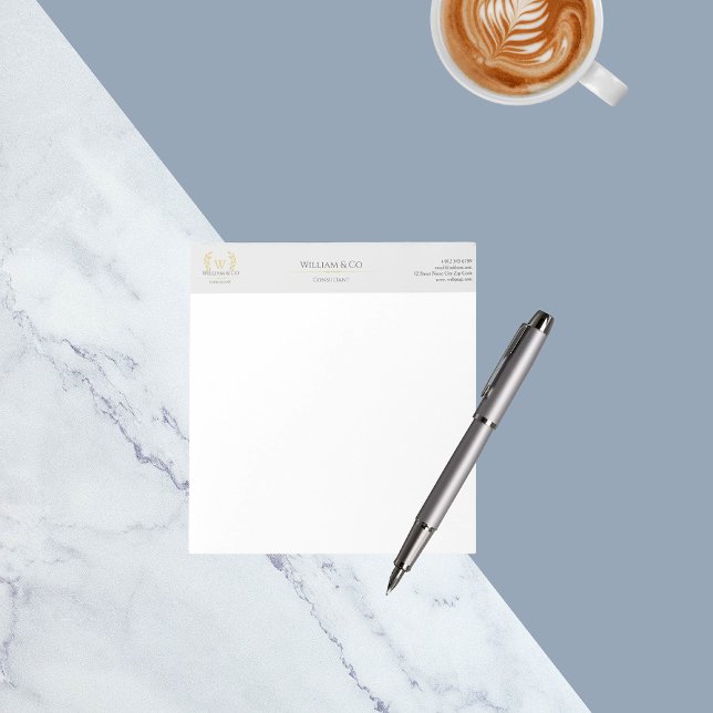 Klassisk Laurel Wandeans Grått Guld Monogram Anteckningsblock (Skapare uppladdad)