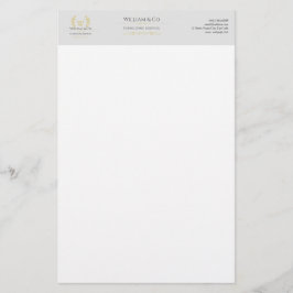 Klassisk Laurel Wandeans Grått Guld Monogram Brevpapper