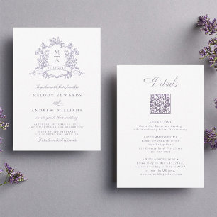 Klassisk Lavendel Blommig Kam Wedding Allt-i-ett Inbjudningar