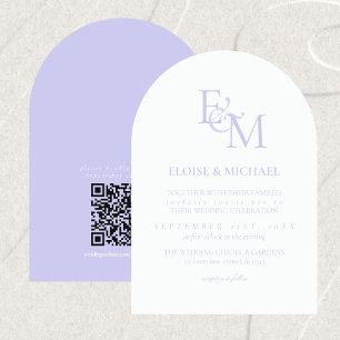 Klassisk Lavendel Monogram Minimalistisk Bröllop Inbjudningar