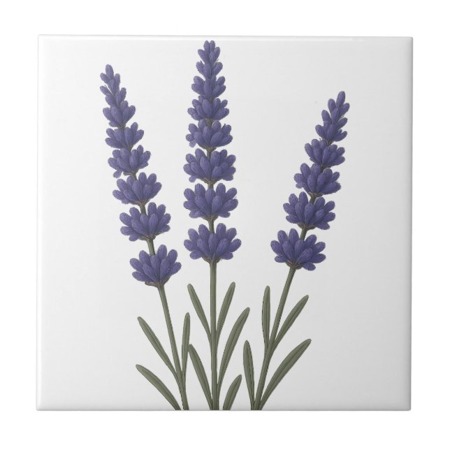 Klassisk lavender Botanical Art Design Kakelplatta (Framsidan)