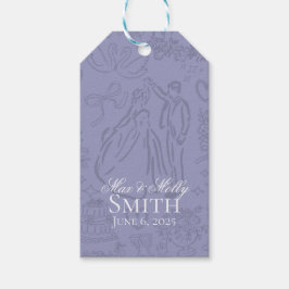 Klassisk lavender Hand plockade Bröllop Sketch Art Presentetikett