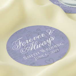 Klassisk lavender Hand plockade Bröllop Sketch Art Underlägg Papper Rund