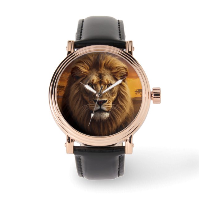 Klassisk, Lejonkung Bakgrund, eWatch Watch Armbandsur (Framsida)