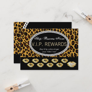 Klassisk Leopard Print - Loyalty Rewards Guld Läp Lojalitetskort
