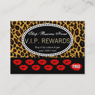 Klassisk Leopard Print - Red Läppar Loyalty Rewar Lojalitetskort