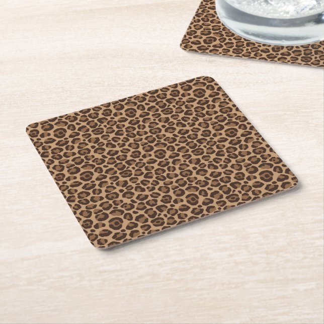 Klassisk Leopardy Design 12 Underlägg Papper Kvadrat (Vinklad)