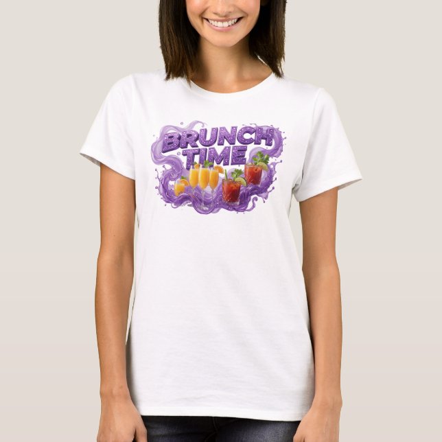 Klassisk lila BRUNCH TIME Statement T-shirt (Framsida)