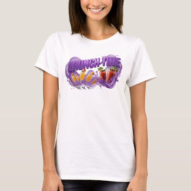 Klassisk lila BRUNCH TIME Statement T-shirt v2 (Framsida)
