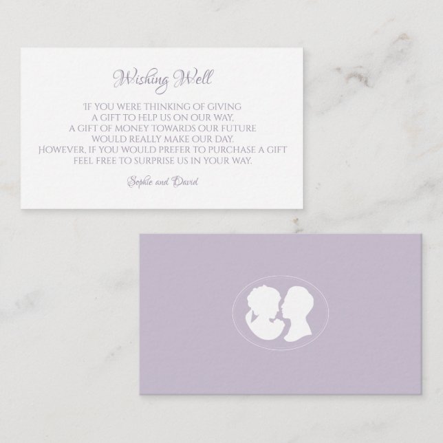 Klassisk Lila Cameo Wishing well Bröllop Tilläggskort (Fram/baksida)