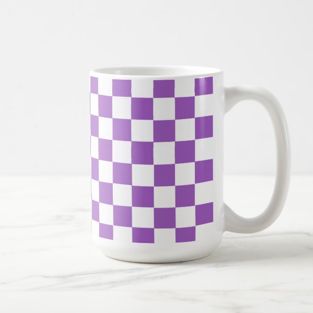 Klassisk Lila och Vit Kontrollerad Mönster Kaffemugg (Höger)