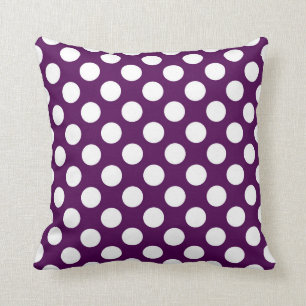 Klassisk lila och vit polka dots, retroaktiv, vint kudde