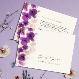 Klassisk Lila Orchids Guld Bröllop Tack Kort
