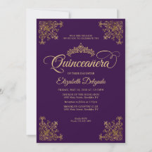 Klassisk Lila Violet Guld Ram Tiara Quinceanera