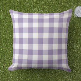Klassisk lila vit Gingham Plaid-ruta Kudde
