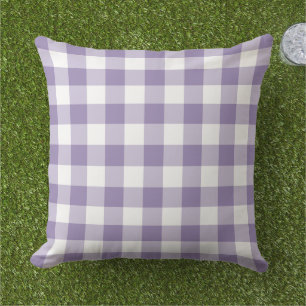 Klassisk lila vit Gingham Plaid-ruta Kudde