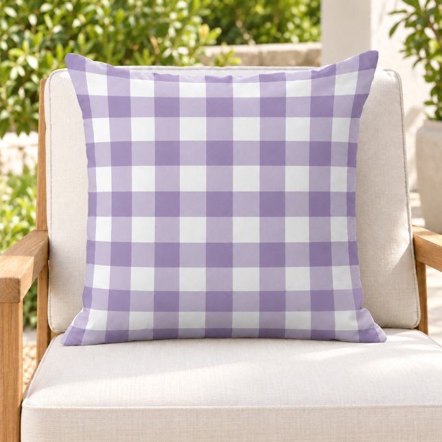 Klassisk lila vit Gingham Plaid-ruta Kudde (Skapare uppladdad)