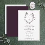 Klassisk Lila Wildblommonogram Vapensköld Bröllop Inbjudningar<br><div class="desc">Tittar du en modern tvist på en klassisk bröllopsinbjudan? Se då inte längre än vår klassiska plommoninbjudan till Lila Wildblomma Monogram Vapensköld bröllopsinbjudan! Denna vackra inbjudan är designad med en hand plockade-vapensköld som är förskönad med vilda blommor och fjärilar. Den har ett mongram initialer i ett snyggt-teckensnitt och avslutas med...</div>