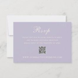 Klassisk Lilac QR-kod Elegant bröllop OSA Kort