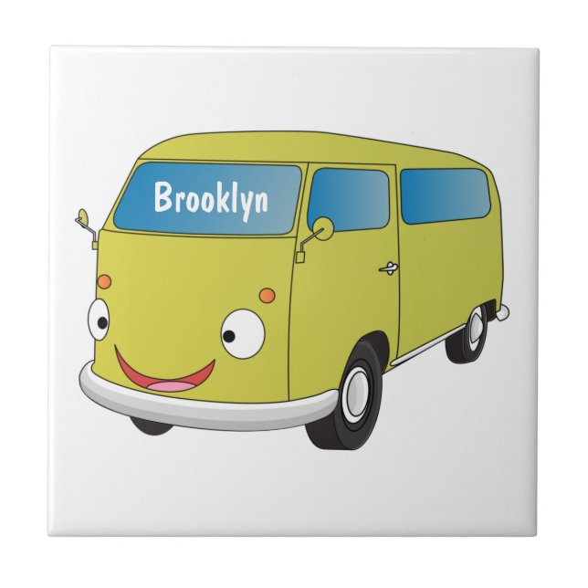 Klassisk lime green van tecknad kakelplatta (Framsidan)