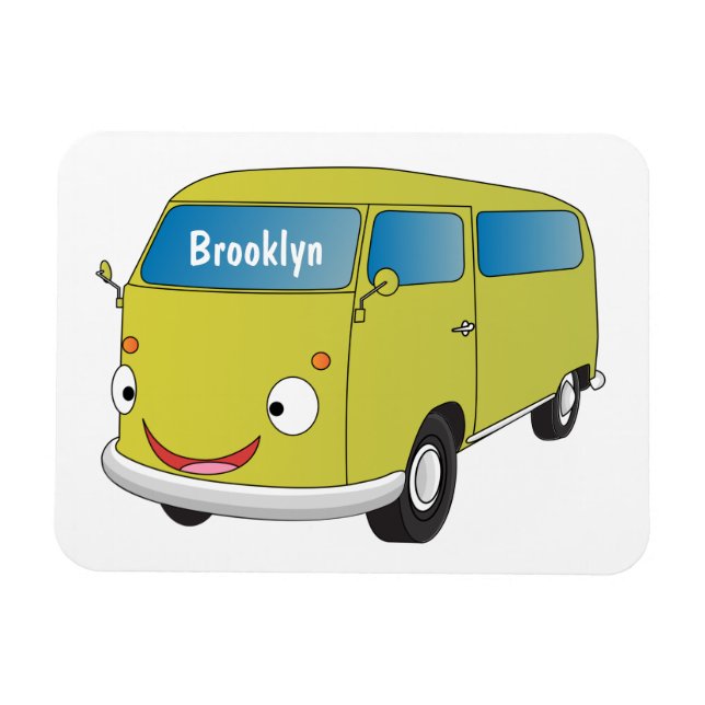 Klassisk lime green van tecknad magnet (Horisontell)