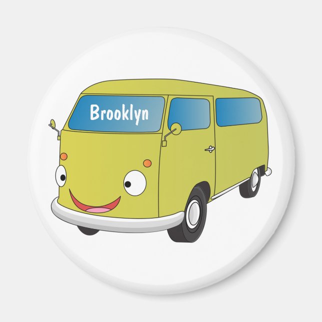 Klassisk lime green van tecknad magnet (Framsidan)