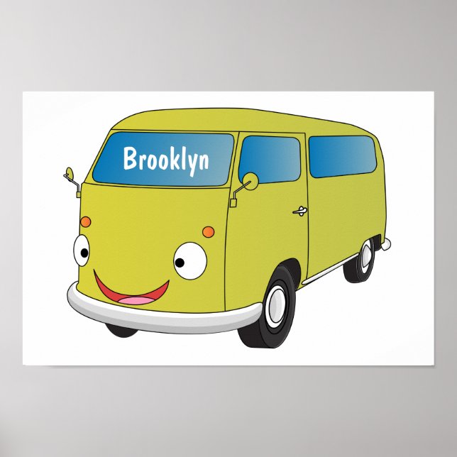 Klassisk lime green van tecknad poster (Framsidan)