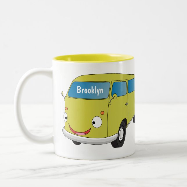 Klassisk lime green van tecknad Två-Tonad mugg (Vänster)