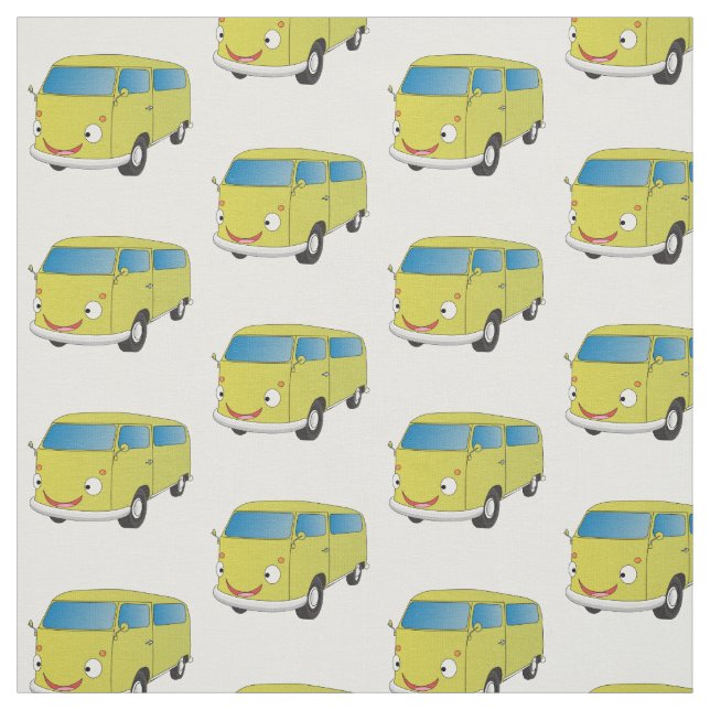 Klassisk lime green van tecknad tyg (Provkarta)
