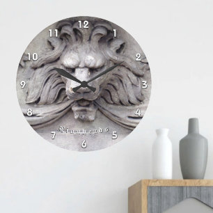 Klassisk lionHead Architectural Relief med Namn Stor Klocka