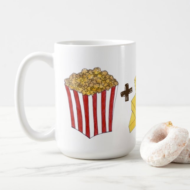 Klassisk livsmedelspackning Popcorn + Butter = Kär Kaffemugg (Med munk)