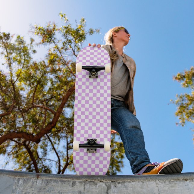 Klassisk ljus lavendelrutig  mini skateboard bräda 18,5 cm (Utomhus 1)
