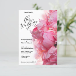 Klassisk Ljus rosa Peony Blommigt Bröllop Inbjudningar