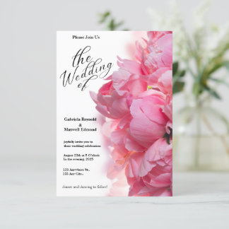 Klassisk Ljus rosa Peony Blommigt Bröllop Inbjudningar