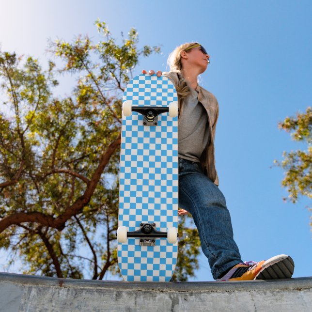 Klassisk ljusblå rutig  mini skateboard bräda 18,5 cm (Utomhus 1)