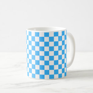 Klassisk ljusblå schackrutig  kaffemugg