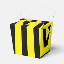 Klassisk ljusgul och svartrandig takeaway presentaskar