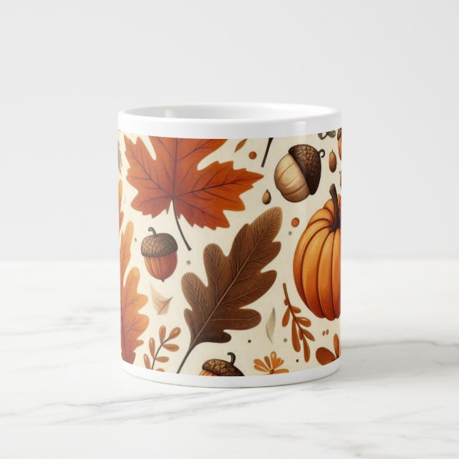 klassisk löv/pumpor/akorns Höst Jumbo Mugg (Framsidan)