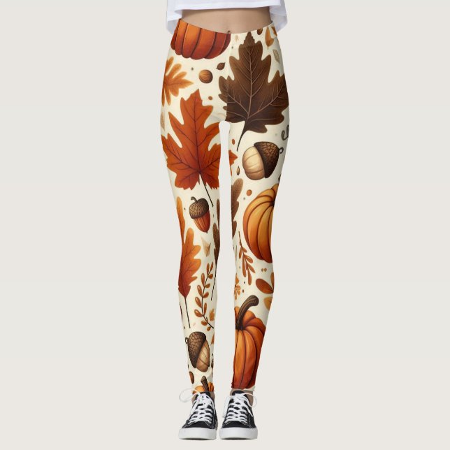 klassisk löv/pumpor/akorns Höst Leggings (Framsida)
