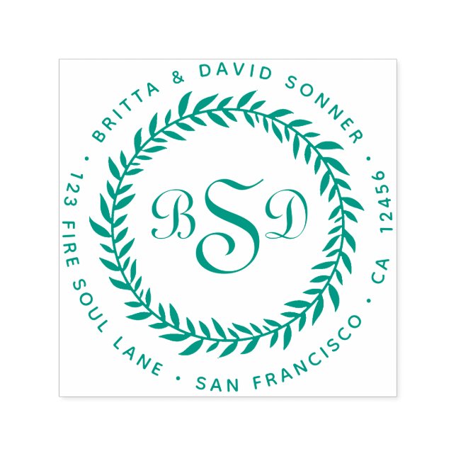 Klassisk Löv V andedräkt 3 monogram - Returadress Självfärgande Stämpel (Design)