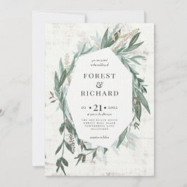 Klassisk lövning med guld-bröllopsinbjudan inbjudningar