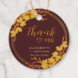 Klassisk lyx Burgundy & Guld Bröllop Tack Gåvor Etiketter