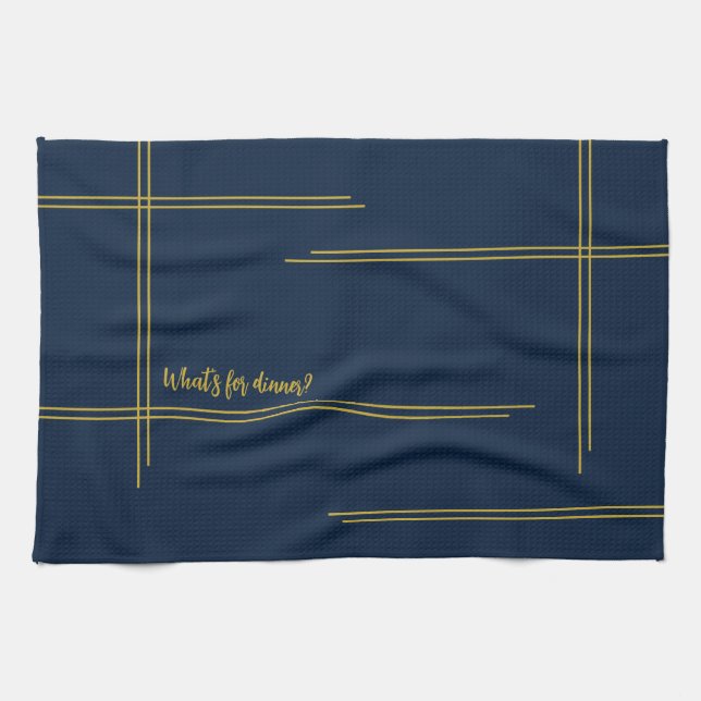 Klassisk lyx Navy och Guld Middag? Kökshandduk (Horisontell)