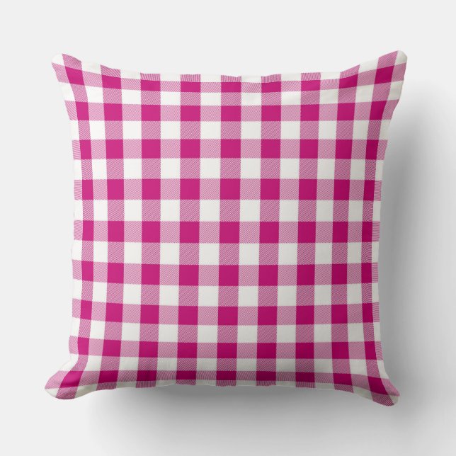 Klassisk Magenta Gingham Mönster Dekorativ kudde (Framsida)