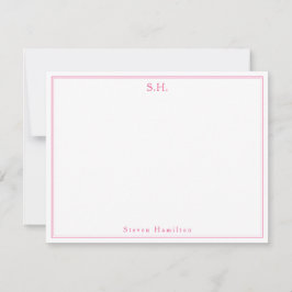 Klassisk Magenta Monogram Namn-minimalist Anteckningskort