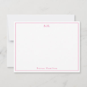 Klassisk Magenta Monogram Namn-minimalist Anteckningskort